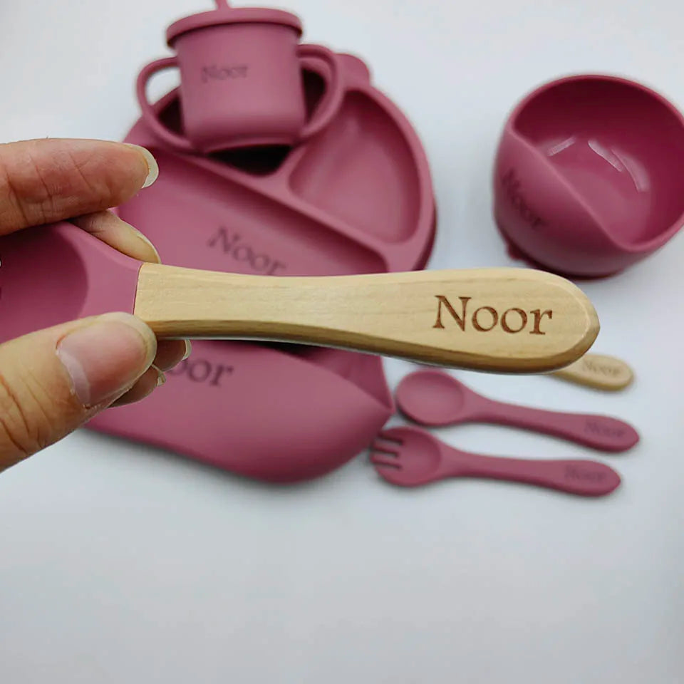Accessoire-cuillère-en-bois-silicone-pour-enfant-alimentation
