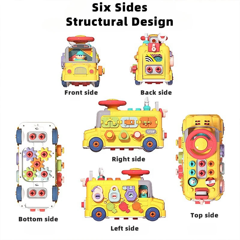 Cube d'activité forme de bus pour tout-petits