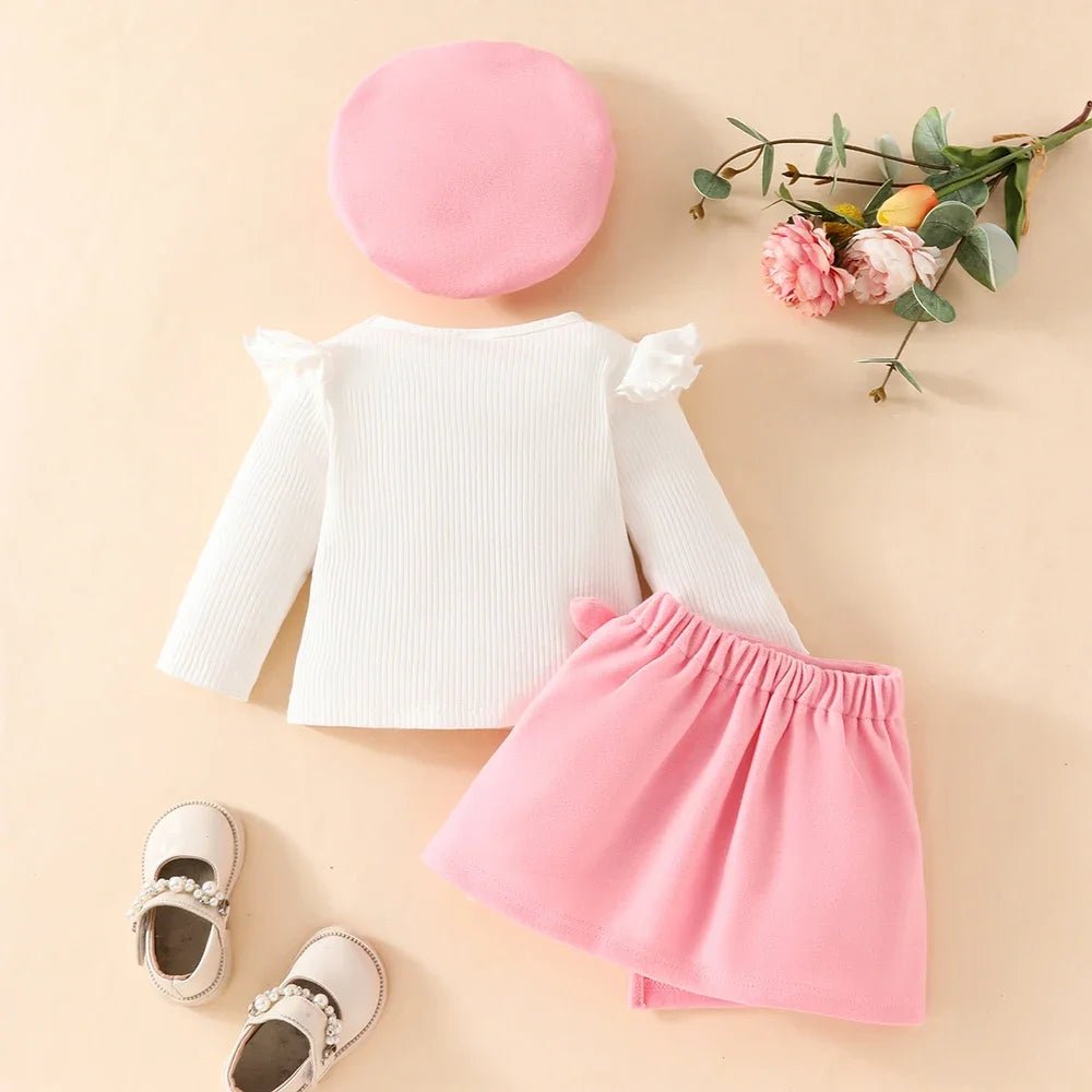 Ensemble pour filles, jupe irrégulière et béret