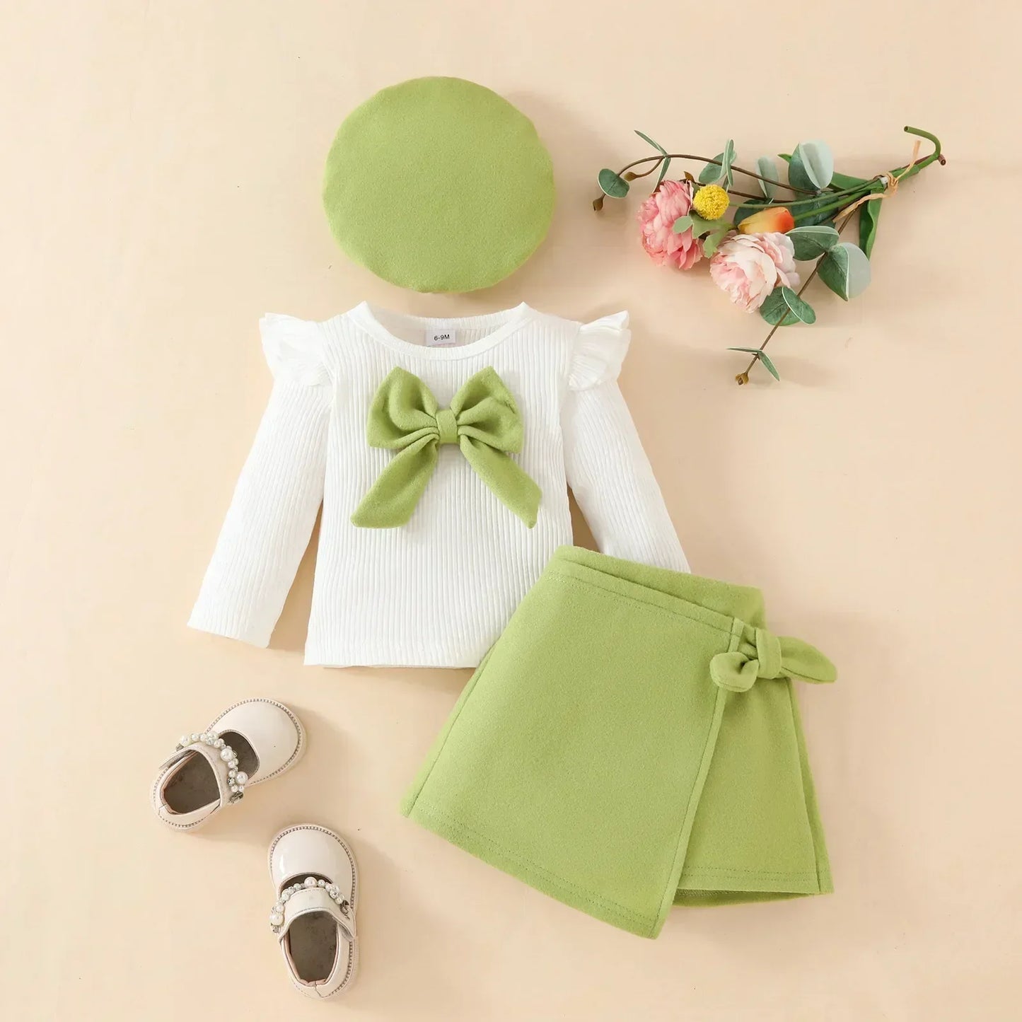 Ensemble pour filles, jupe irrégulière et béret