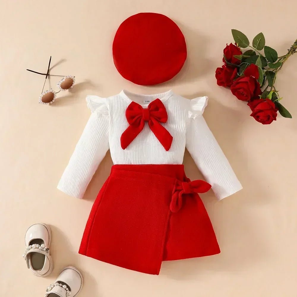 Ensemble pour filles, jupe irrégulière et béret