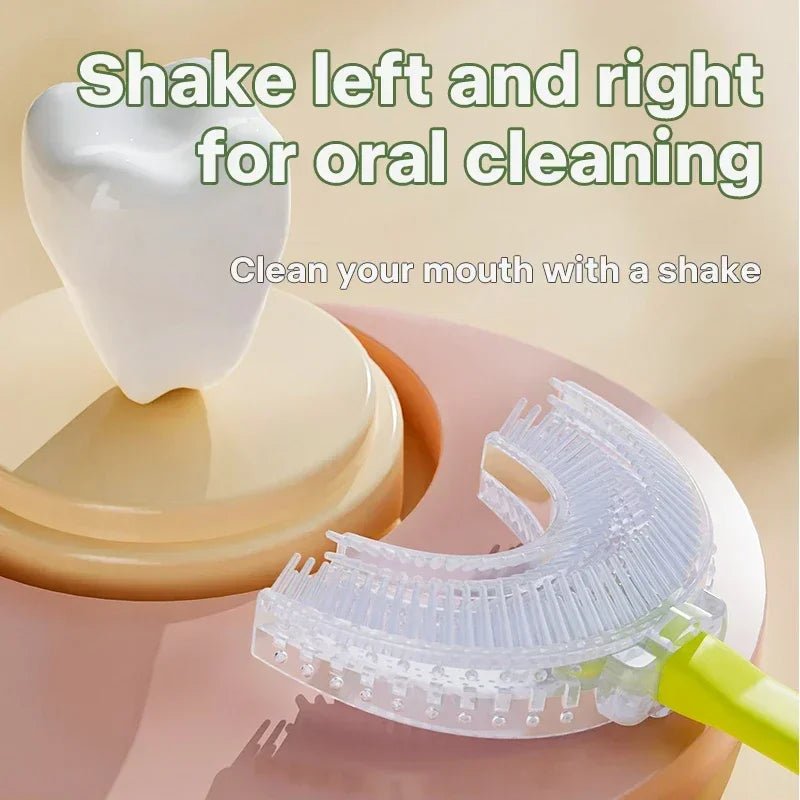 Brosse à dents en forme de U pour enfants en silicone souple