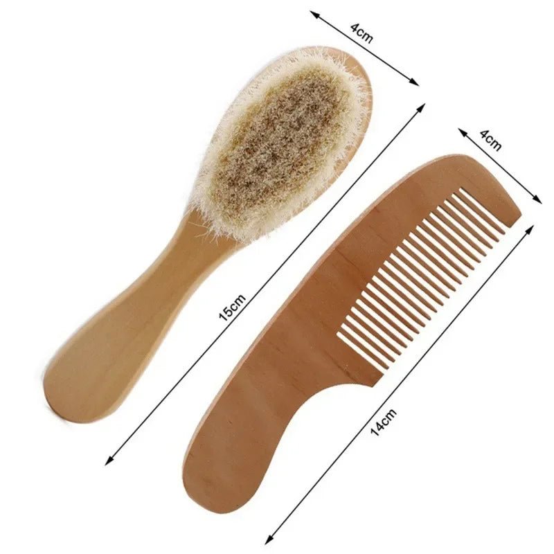 Brosse à cheveux en bois et peigne en laine pour bébé