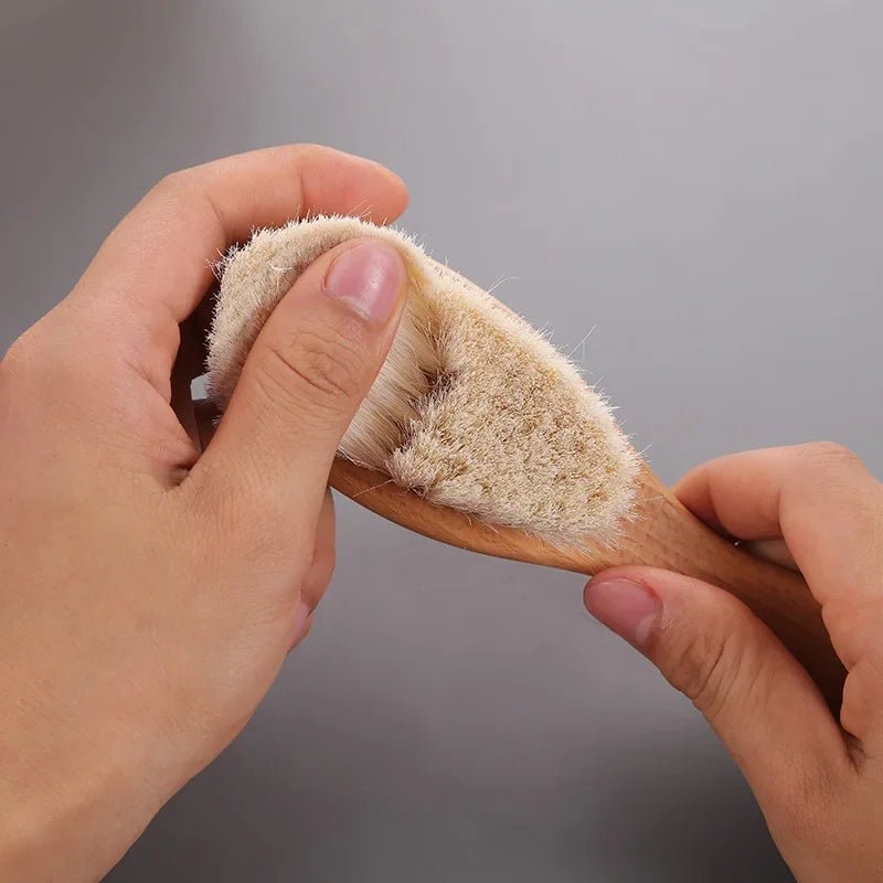Brosse à cheveux en bois et peigne en laine pour bébé