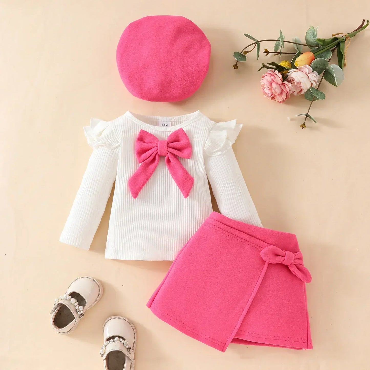 Ensemble pour filles, jupe irrégulière et béret