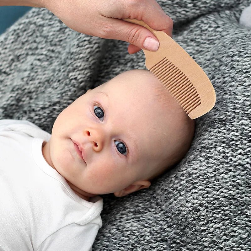 Brosse à cheveux en bois et peigne en laine pour bébé