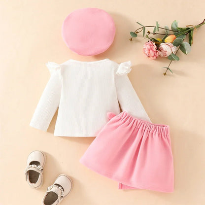 Ensemble pour filles, jupe irrégulière et béret