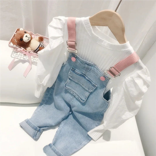 Ensemble à bretelles en coton pour filles