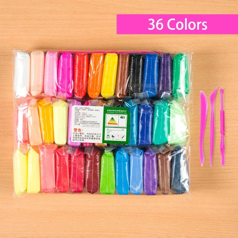 Pâte à Modeler en Argile Polymère Légère pour Enfant, 36 Couleurs