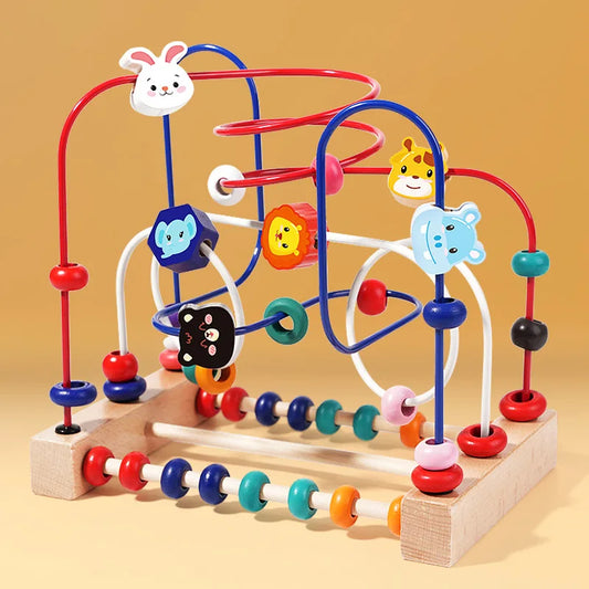 Jeux d'éveil, labyrinthe de perles en bois