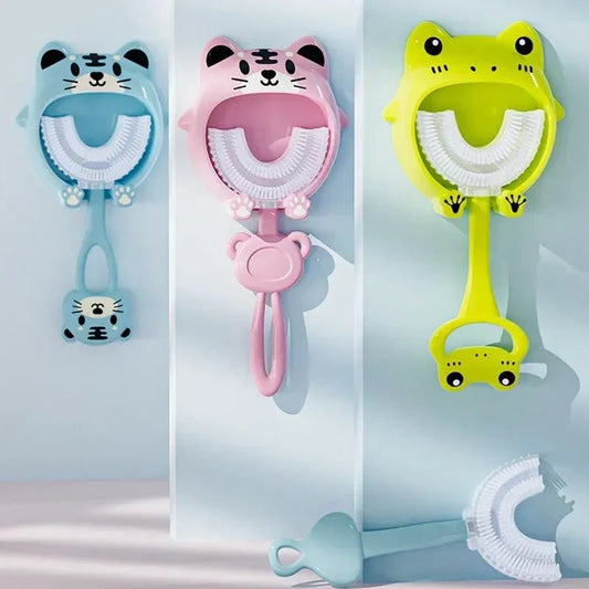 Brosse à dents en forme de U pour enfants en silicone souple