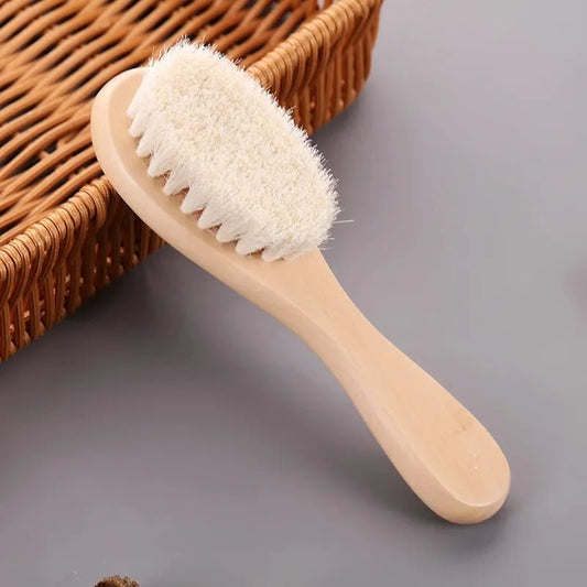 Brosse à cheveux en bois  et peigne en laine pour bébé
